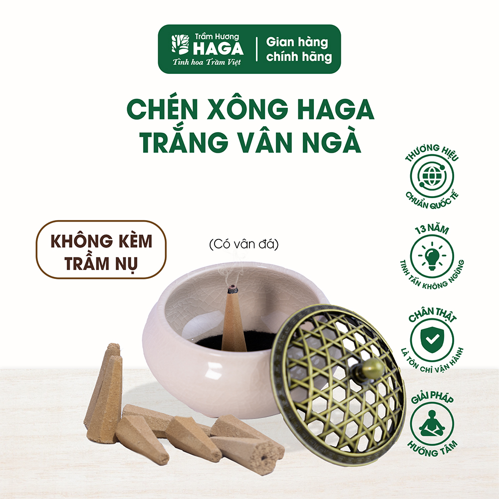 Chén xông HAGA_Trắng Vân Ngà
